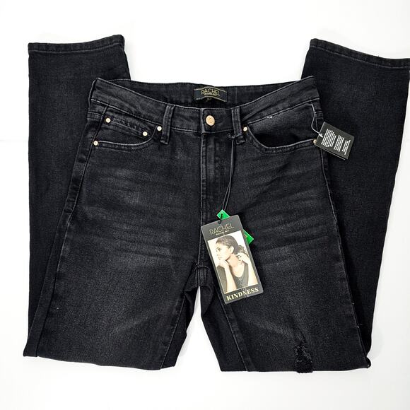 RACHEL Rachel Roy Denim - Rachel Roy Kindness Women's Black Mid-Rise Girlfriend Distressed Jeans Size 6/28